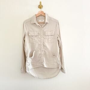Level 99 Gina Button Front Long Sleeve Shirt Jacket Tan S